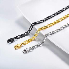 img 3 attached to PROSTEEL 316L Stainless Steel Bracelet, Unisex Figaro Chain, Nickel-Free, Hypoallergenic Jewelry, Black/Gold/Silver Tone, Width: 6mm-13mm, Length: 7.5"/8.3", Gift Box Included