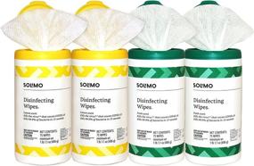 img 2 attached to 🍋 Solimo Amazon Brand Disinfecting Wipes - Lemon & Fresh Scent - 75 Count, Pack of 4: Powerful Sanitizing, Cleaning, Disinfecting & Deodorizing Solution