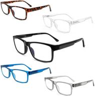 boncamor 5 pack blue light blocking reading glasses: anti-glare computer readers for men and women with spring hinges and filter - includes 5 mix color frames (1.0 strength) logo