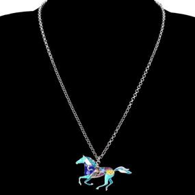 img 2 attached to BONSNY Enamel Running Horse Necklace Pendant Chain: Exquisite Zinc Alloy Jewelry for Animal Lovers