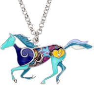 bonsny enamel running horse necklace pendant chain: exquisite zinc alloy jewelry for animal lovers logo