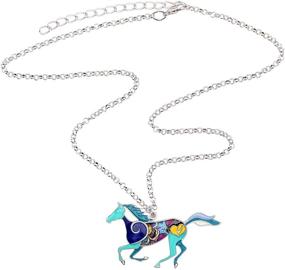 img 1 attached to BONSNY Enamel Running Horse Necklace Pendant Chain: Exquisite Zinc Alloy Jewelry for Animal Lovers
