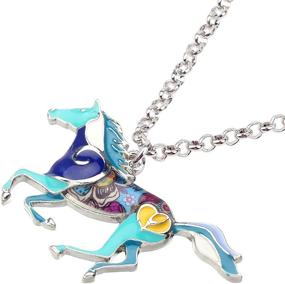 img 3 attached to BONSNY Enamel Running Horse Necklace Pendant Chain: Exquisite Zinc Alloy Jewelry for Animal Lovers