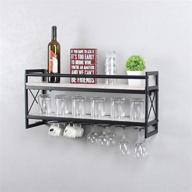 🍷 organize and display your stemware with the oissio industrial stemware rack: wall mounted wine rack with wood shelves and 7 stem glass holder for wine glasses, mugs, and home decor - retro white (30 inch) логотип