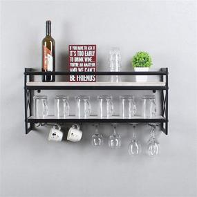 img 3 attached to 🍷 Organize and Display Your Stemware with the OISSIO Industrial Stemware Rack: Wall Mounted Wine Rack with Wood Shelves and 7 Stem Glass Holder for Wine Glasses, Mugs, and Home Decor - Retro White (30 inch)