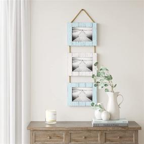 img 3 attached to 🖼️ Barnyard Designs Rustic Farmhouse Distressed Picture Frames - Nautical White and Turquoise Vertical Wood Photo Frame Display Set - Hanging Rope - 3 5” x 7” Frames - 27” x 9.5” Dimensions