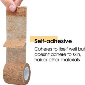 img 2 attached to Flexible Self Adherent Bandage Wrap 2 inches x 5 Yards - Ideal for First Aid, Sports Injury, Wrist, Ankle Sprains - Self Adhesive Cohesive Bandage Tape for Human & Pets (2 inches, Beige)