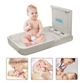 img 2 attached to Modundry Baby Changing Diaper Station - Vertical Wall Mounted, Sturdy & Durable with Safety Straps - Ideal for Commercial Restrooms (White Granite)