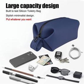 img 1 attached to Water and Leak Resistant Silicone Toiletry Bag - Navy 💦 Travel Kit for Shaving, Toiletries, Personal Grooming Supplies with Strong Zipper