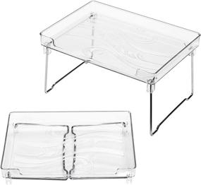 img 4 attached to Ettori Stackable Cabinet Organizers and Storage, 2 Packs - Clear Cabinet Shelves and Kitchen Counter Shelf - Translucent Plastic and Metal for Enhanced Storage Organization