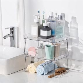 img 1 attached to Ettori Stackable Cabinet Organizers and Storage, 2 Packs - Clear Cabinet Shelves and Kitchen Counter Shelf - Translucent Plastic and Metal for Enhanced Storage Organization