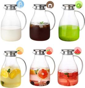 img 1 attached to 🥤 Premium 85 Ounces Glass Pitcher with Filter Lid - For Homemade Juice & Iced Tea - Stovetop Safe Carafe Jug