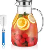 🥤 premium 85 ounces glass pitcher with filter lid - for homemade juice & iced tea - stovetop safe carafe jug logo