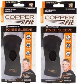 img 2 attached to 🧦 Copper Fit Knee Sleeve, Men & Women, XL Size (16"-18") - Enhances Compression, Flexibility, and Odor Control - Set of 2 Knee Sleeves