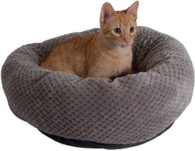 img 2 attached to 🐱 Comfort Your Feline Friend with the Petmate Jackson Galaxy 80810 18" Gray/Pink Deluxe Donut Cat Bed