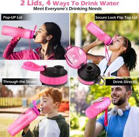 img 3 attached to 🍹 OUTXE 32oz Water Bottle with Time Marker & 2 Lids & Straw & Fruit Strainer - Tritan BPA-Free Non-Toxic, Ideal for Fitness Gym and Hydration