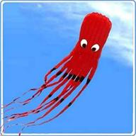 🐙 red 7m large octopus paul parafoil kite - complete with handle & string for ultimate aerial experience логотип