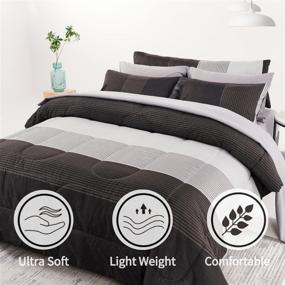 img 2 attached to RYNGHIPY 8Pcs Reversible Grey Black Striped Comforter Bedding Set: Lightweight & Stylish All-Season Queen Size Comforter Collection for Full/Queen Bed, Grey Black