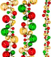 🎄 whaline christmas ball garland - 6ft bauble garland decorations for xmas party, indoor & outdoor - shatterproof ball ornaments in red, green, and gold - home office tree ball decor - xmas party supplies логотип