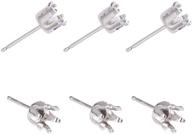 🐼 pandahall elite: 6pcs of 925 sterling silver post stud 6mm earrings components earwires set for jewelry findings logo