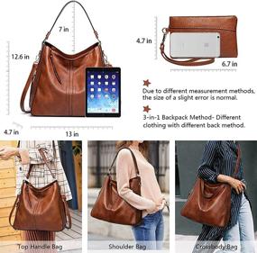 img 3 attached to 👜 Meobvg Women's Leather Hobo Bag: Large Tote Shoulder Crossbody Bags Set (2pcs) - Stylish Handbags and Purses