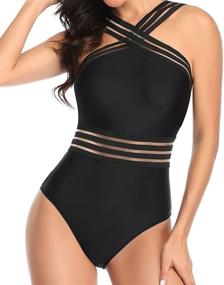 img 2 attached to 👙 K190704 B M Me Women's Crisscross One Piece Swimsuit - Tummy Control, Black Bathing Suit for Women - Clothing, Swimsuits & Cover Ups