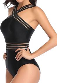 img 1 attached to 👙 K190704 B M Me Women's Crisscross One Piece Swimsuit - Tummy Control, Black Bathing Suit for Women - Clothing, Swimsuits & Cover Ups