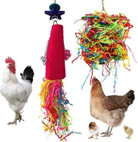 img 4 attached to 🐔 Kathson Natural Colorful Loofah Shredder Toy - Best Chicken Toys for Hens and Medium Parakeets, Budgies - Foraging Shredding Hanging Toy Ideal for Chook - (2 Packed)