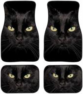 🐱 uniceu black cat animal pattern heavy-duty car floor mats: all-weather protection for car, truck, and suv - 4-piece front and rear soft felt mats logo