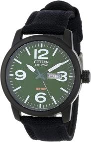 img 4 attached to 🕐 Citizen Men's BM8475-00X Eco-Drive Military Black Plated Steel Canvas Strap Watch: Reliable and Stylish Timekeeping at its Finest