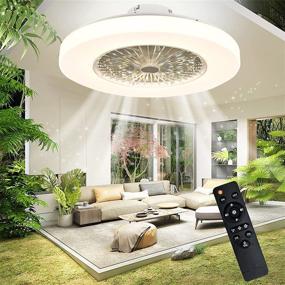 img 4 attached to IYUNXI Modern Ceiling Fan with Lights, Flush Mount, Remote Control LED Dimming, 3 Colors Lighting, Low Profile Ceiling Fan 23 Inch, 72W Enclosed for Kitchen, Bedroom, Children's Room