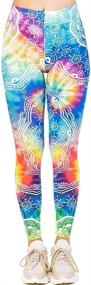 img 3 attached to Flattering Middle Waisted Seamless Workout Leggings - Vibrant Mandala Print for Women, Ideal Yoga & Running Pants with Tummy Control