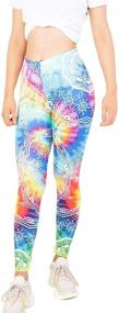 img 1 attached to Flattering Middle Waisted Seamless Workout Leggings - Vibrant Mandala Print for Women, Ideal Yoga & Running Pants with Tummy Control