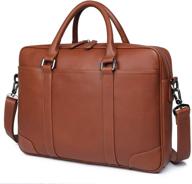 texbo genuine leather laptop briefcase messenger bag tote - the perfect companion for business travel, fits 15.6 inch laptops logo