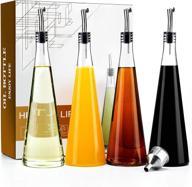 🍶 premium olive oil and vinegar dispenser set (4 pack) - 18 oz glass bottles for kitchen - stainless steel pourer spouts & funnel - cooking oil cruet logo