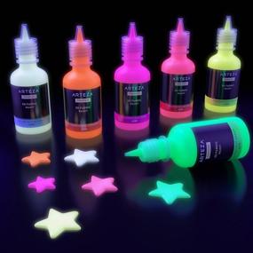 img 4 attached to 🎨 Arteza 30-Color Set of 3D Permanent Fabric Paint, Inclusive of Neon & Fluorescent Shades, Ideal for Textile, T-Shirt, Canvas, Wood, Ceramic, and Glass