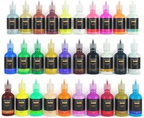 img 2 attached to 🎨 Arteza 30-Color Set of 3D Permanent Fabric Paint, Inclusive of Neon & Fluorescent Shades, Ideal for Textile, T-Shirt, Canvas, Wood, Ceramic, and Glass