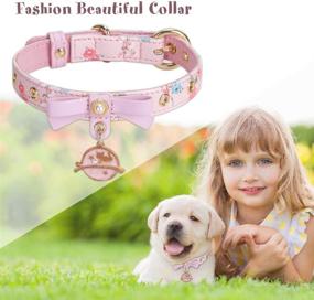 img 2 attached to 🌸 Stylish Floral Print Pet Collar: Adjustable PU Leather Collar with Bowtie and Pendant for Cats and Small Dogs