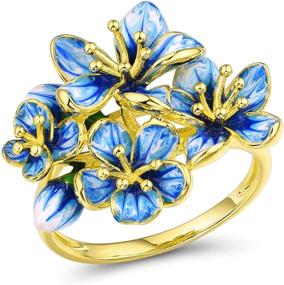 img 4 attached to Santuzza Handmade Enamel Flower Ring: Exquisite 925 Sterling Silver Orchid Jewellery