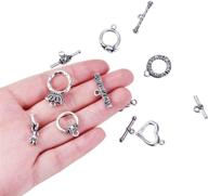 🐼 pandahall 30 sets: antique silver tibetan style alloy ring toggle clasp sets - lead free logo