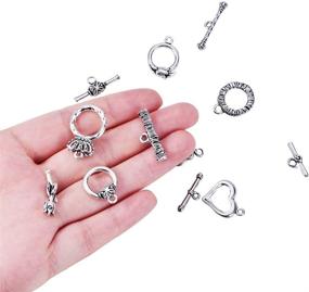 img 4 attached to 🐼 Pandahall 30 Sets: Antique Silver Tibetan Style Alloy Ring Toggle Clasp Sets - Lead Free