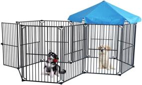 img 4 attached to 🐾 LEMKA Heavy Duty Dog Playpen Kennel: Indoor & Outdoor Exercise Pet Puppy Playpen with Foldable Steel Crate, 10 Panels & Canopy