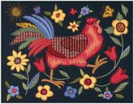 🐓 dimensions crafts rooster on black crewel kit 11"x14" - stitched in wool & thread 1543, premium quality 11 x 14 inch embroidery project logo