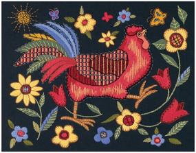 img 2 attached to 🐓 Dimensions Crafts Rooster On Black Crewel Kit 11"x14" - Stitched in Wool & Thread 1543, Premium Quality 11 x 14 Inch Embroidery Project