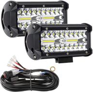 🚚 yeego 7 inch off road led light bar - 240w, 24000lm, waterproof spot & flood combo beam, perfect for pickup truck, atv, utv, suv, boat - includes wiring harness logo