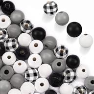 🪵 200 pieces of natural wood beads with buffalo plaid print in black, gray, and white – ideal for rustic farmhouse decor, garland, jewelry making, and diy crafts logo