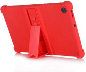 img 2 attached to 🔴 HminSen Red Silicone Shockproof Case for Lenovo Tab M10 Plus 10.3" - Kid-Friendly Protective Stand Cover