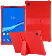 🔴 hminsen red silicone shockproof case for lenovo tab m10 plus 10.3" - kid-friendly protective stand cover logo