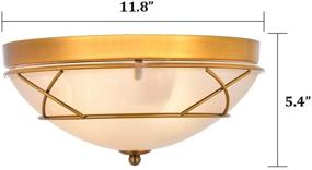 img 3 attached to 🏡 Vintage Glass Semi-Flush Mounted Farmhouse Ceiling Light, Industrial Gold Finish, 2-Light Fixture for Bedroom, Hallway, Kitchen, Bar