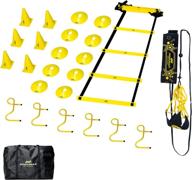 🏃 podiumax agility training set - 17ft 12 rungs ladder, soccer kicking trainer, 6 hurdles, 6 traffic cones, 10 standard cones with carrying bag logo